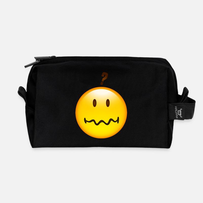 Smiley Question mark - Recycled Toiletry Zip Bag - black