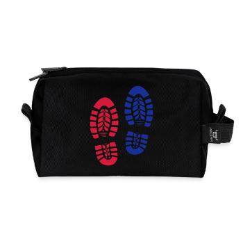 Fußabdruck Stiefel Wanderschuhe 2c - Recycelte Kulturtasche - Schwarz - Vorne
