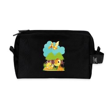 Dino children - Recycled Toiletry Zip Bag - black - Front