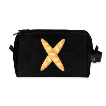 Baguettes dorées fraîchement cuites recouvertes de - Trousse de toilette en tissu recyclé - noir - Devant