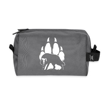 Silhouette und Wolfspfote - Recycelte Kulturtasche - Anthrazit - Vorne
