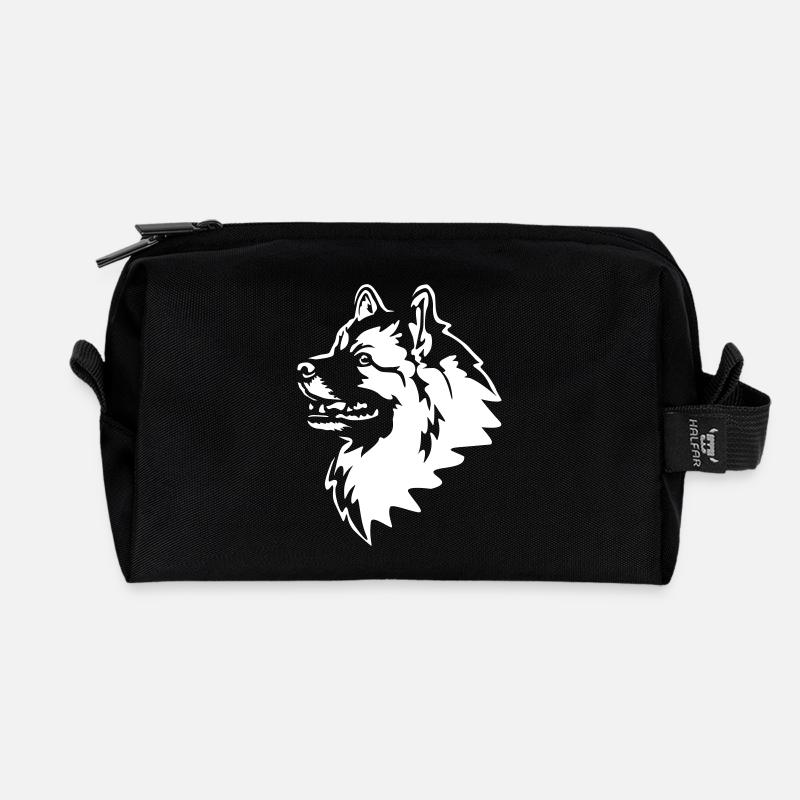 Wolfsspitz Kopf "Black Edition" - Recycelte Kulturtasche - Schwarz