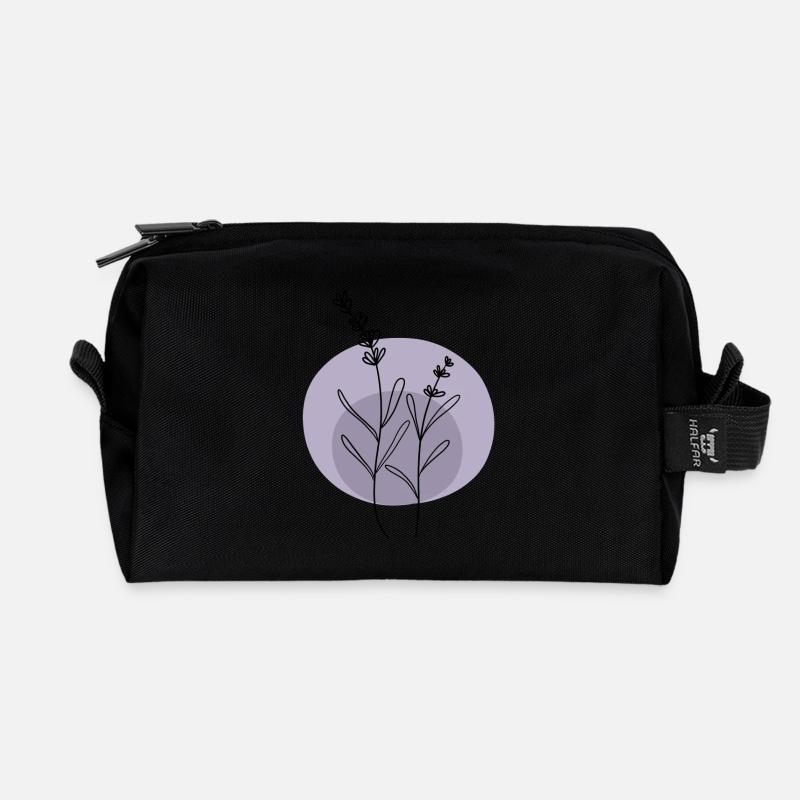 Lavendel schwarz lila - Recycelte Kulturtasche - Schwarz