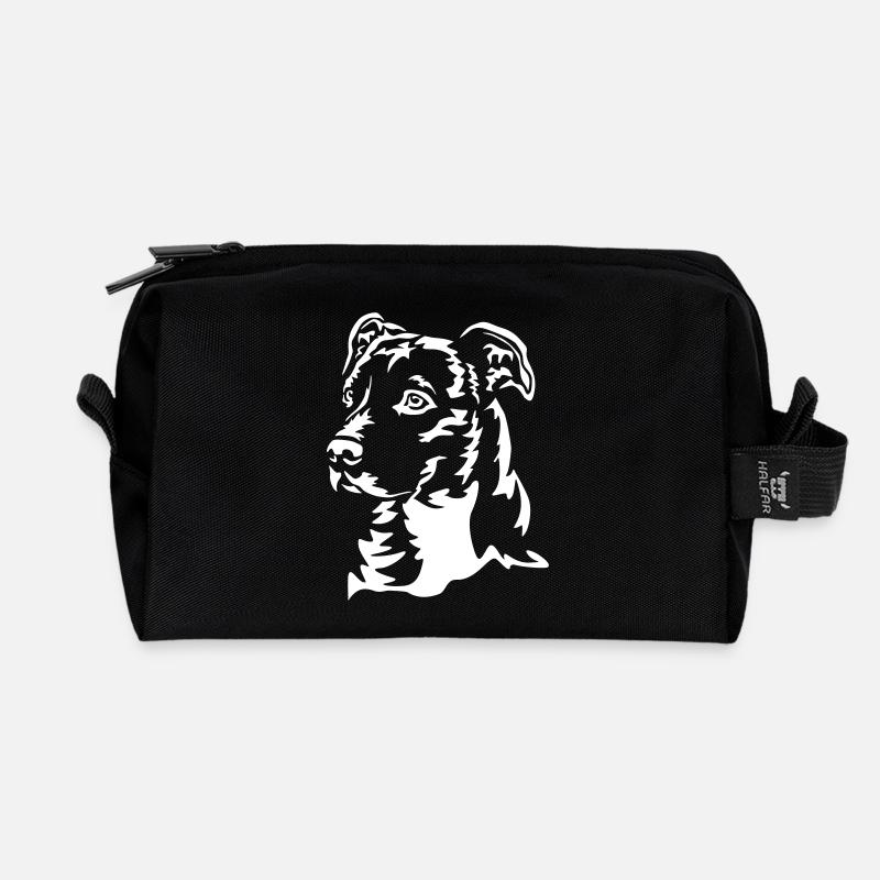 American Staffordshire Terrier Kopf"Black Edition" - Recycelte Kulturtasche - Schwarz