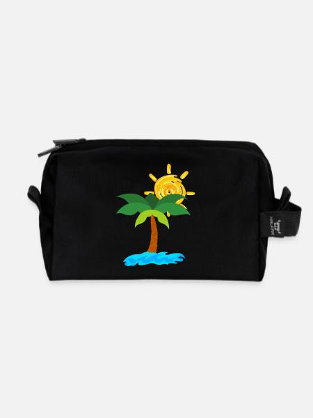 Palme - Recycelte Kulturtasche - Schwarz