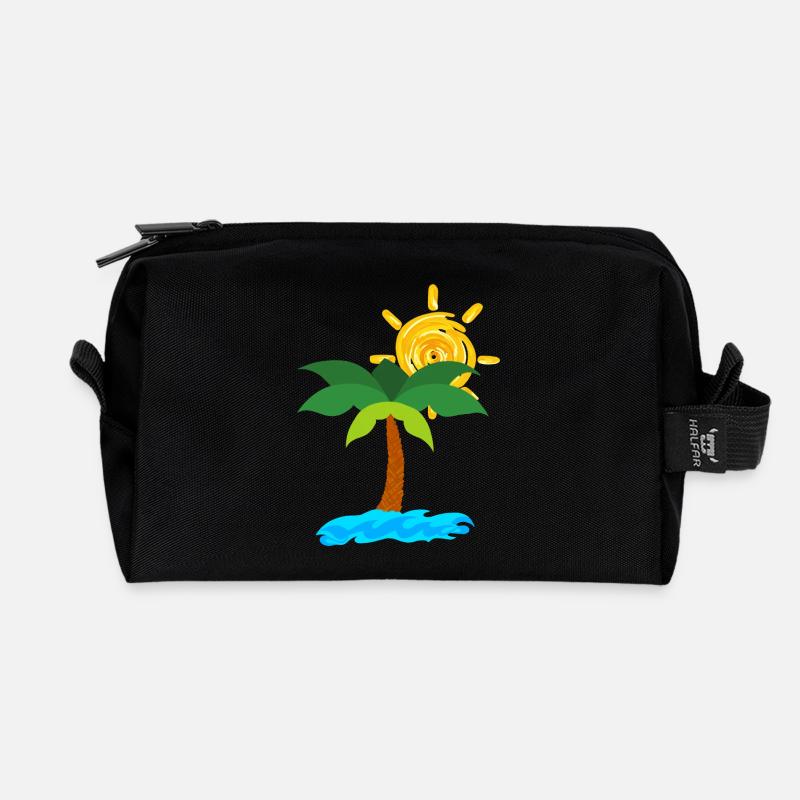Palme - Recycelte Kulturtasche - Schwarz