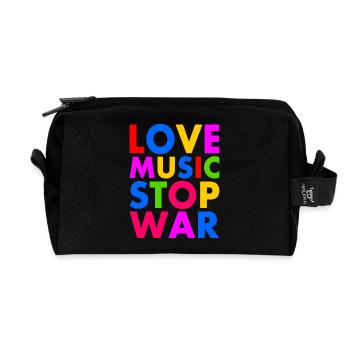 Love music stop war - Trousse de toilette en tissu recyclé - noir - Devant