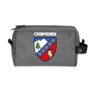 Drapeau Mignon Chamonix Mont Blanc Haute Savoie - Trousse de toilette en tissu recyclé - anthracite - Devant