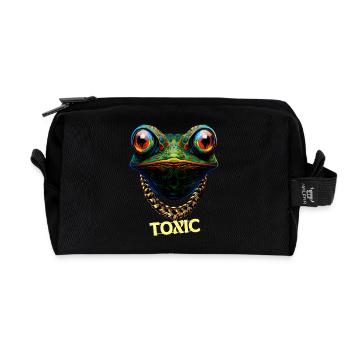 Cute toxic frog - Recycled Toiletry Zip Bag - black - Front