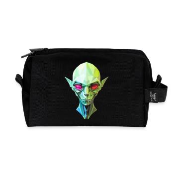 extraterrestre tête extraterrestre potrait vert yeux rouges - Trousse de toilette en tissu recyclé - noir - Devant