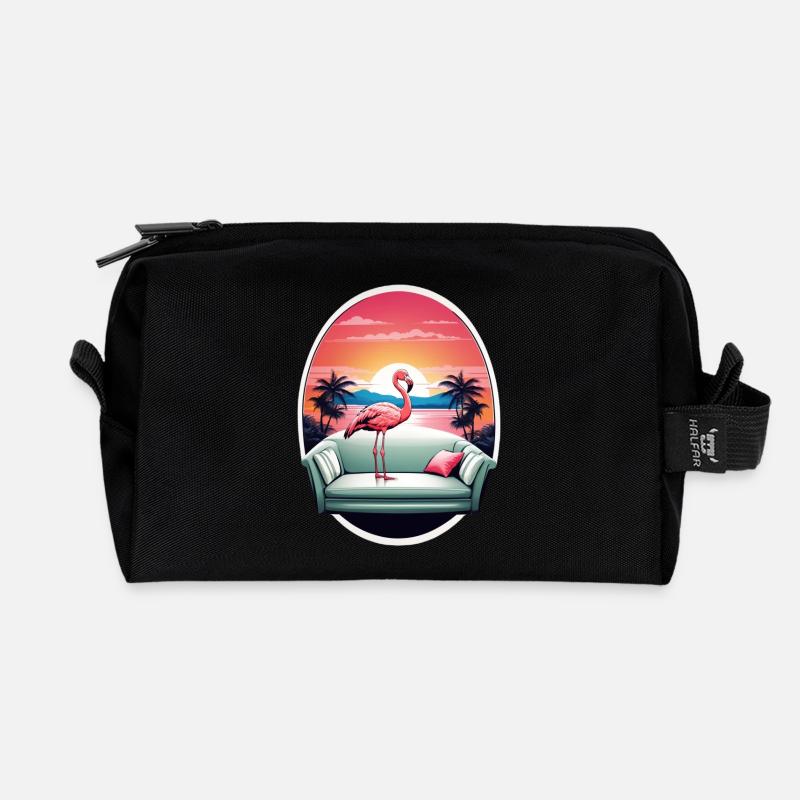 Flamingo Sofa - Recycelte Kulturtasche - Schwarz