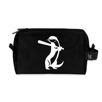 Otter Baseball Silhouette - Recycelte Kulturtasche - Schwarz - Vorne