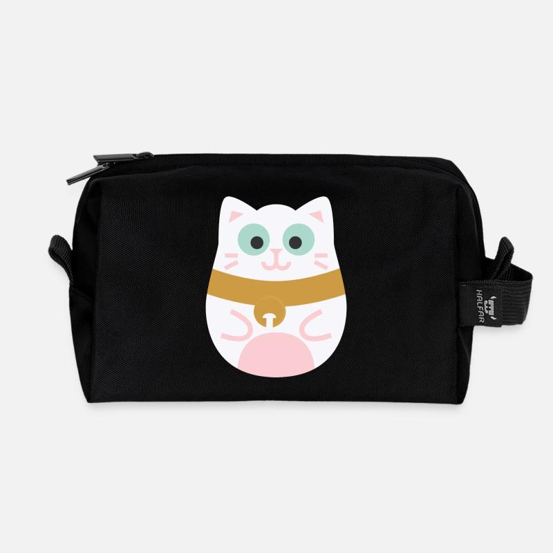 Maneki Neko L Japanische Glückskatze - Recycelte Kulturtasche - Schwarz