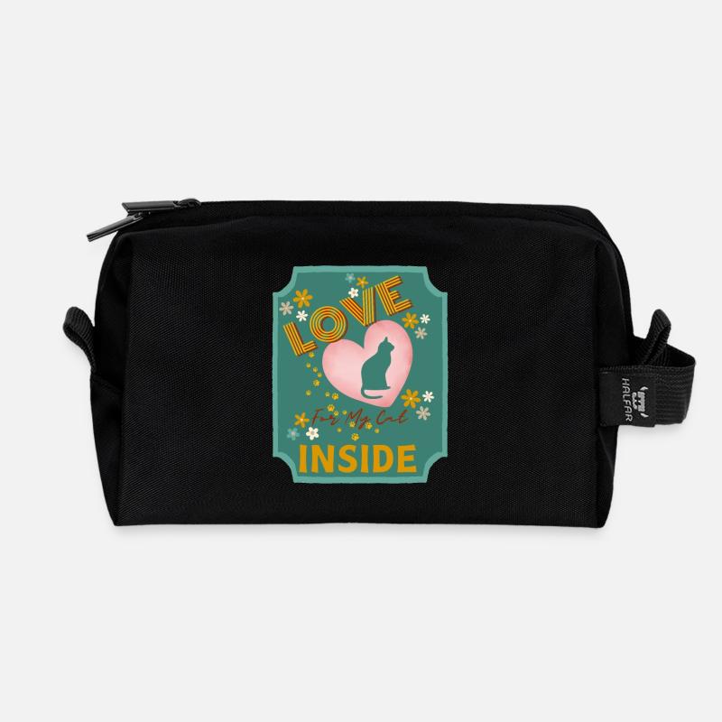 Liebe in meinem Katzenherz-Design - Recycelte Kulturtasche - Schwarz