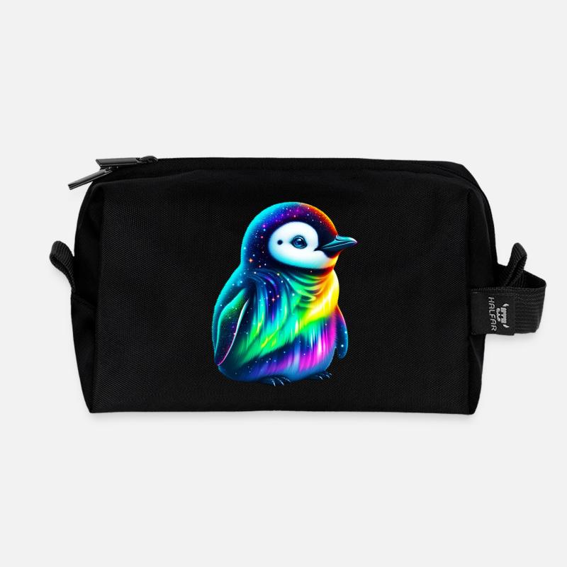 Aurora Borealis Pinguin - Recycelte Kulturtasche - Schwarz
