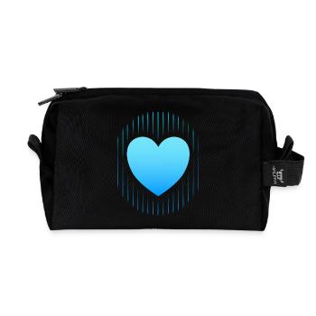 blue heart blue lines - Recycled Toiletry Zip Bag - black - Front