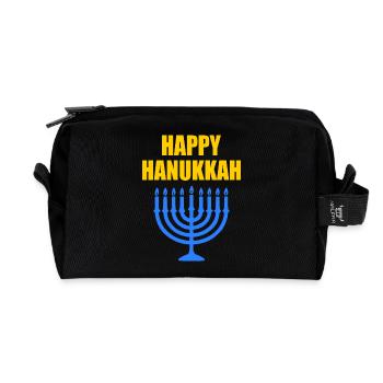 HAPPY HANUKKAH - Recycelte Kulturtasche - Schwarz - Vorne