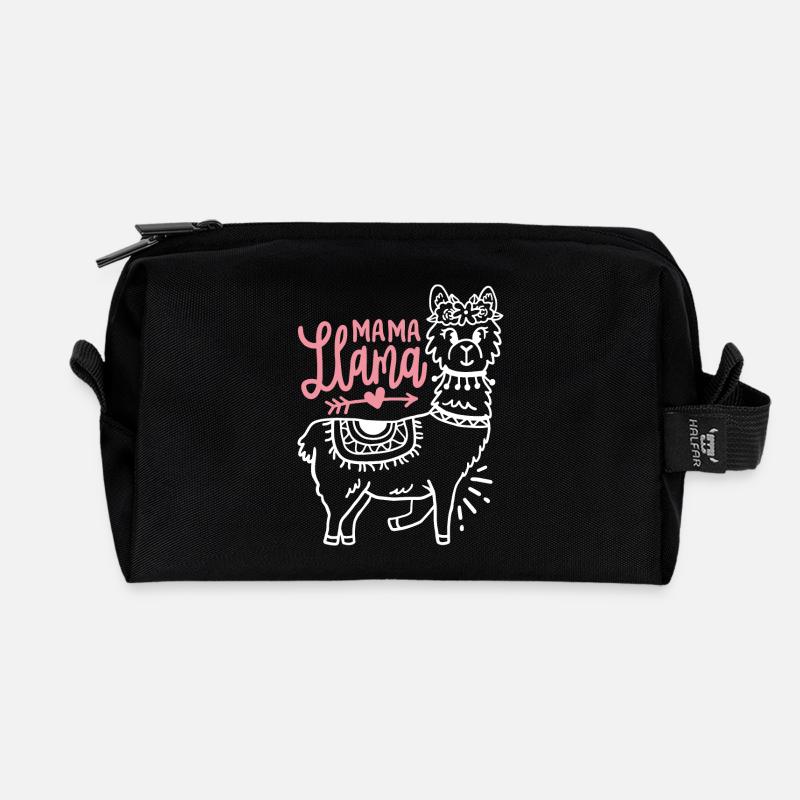 Lama Mama Muttertag - Recycelte Kulturtasche - Schwarz
