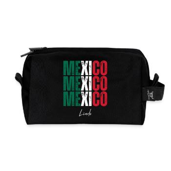 Drapeau du Mexique, fierté mexicaine - Trousse de toilette en tissu recyclé - noir - Devant