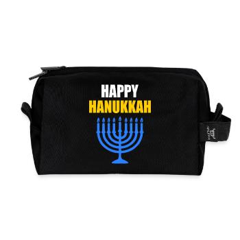 HAPPY HANUKKAH - Recycelte Kulturtasche - Schwarz - Vorne