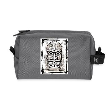 Tiki Mask Asia Style - Recycled Toiletry Zip Bag - anthracite - Front