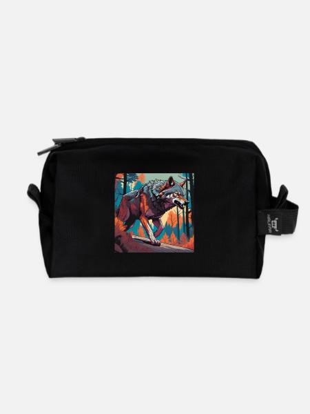 Ein knalliger Wolf - Recycelte Kulturtasche - Schwarz