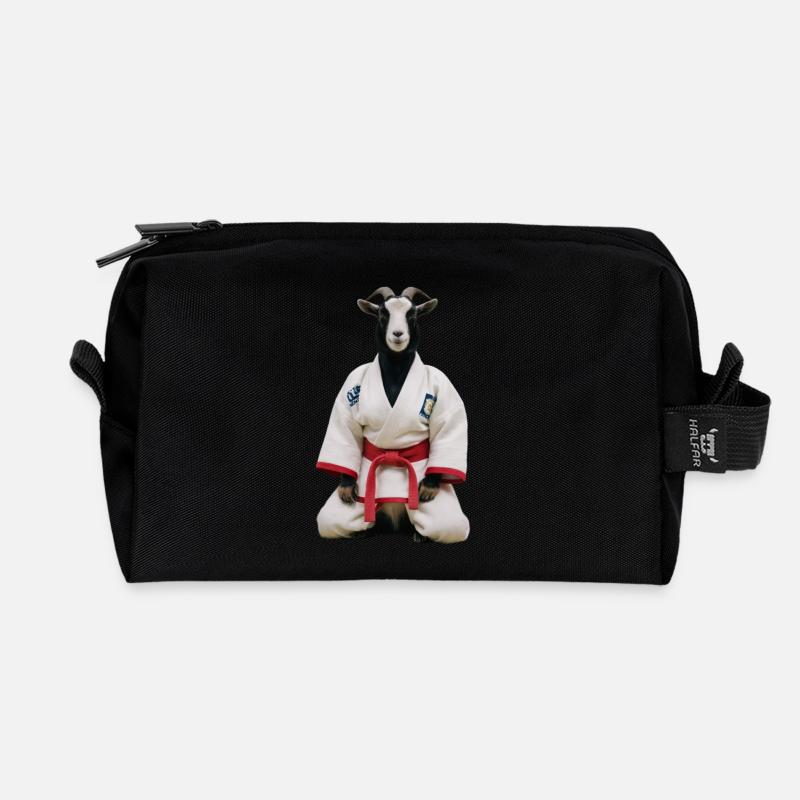 Sporty goat - Recycled Toiletry Zip Bag - black