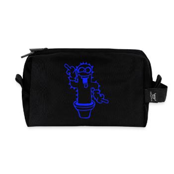 Cactus Cacti Face Prickly Funny Grimace - Recycled Toiletry Zip Bag - black - Front