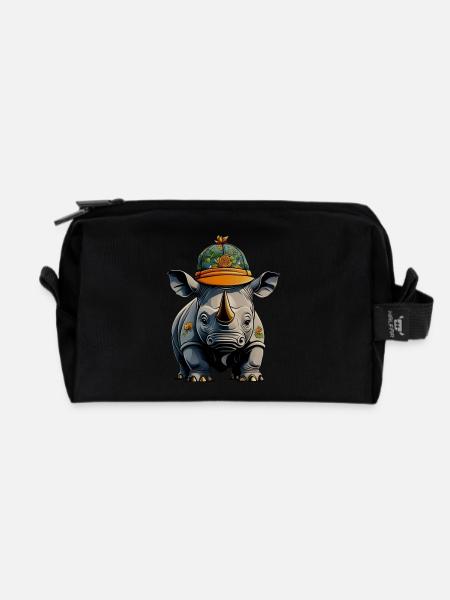 Nashorn Designer-Cap - Recycelte Kulturtasche - Schwarz