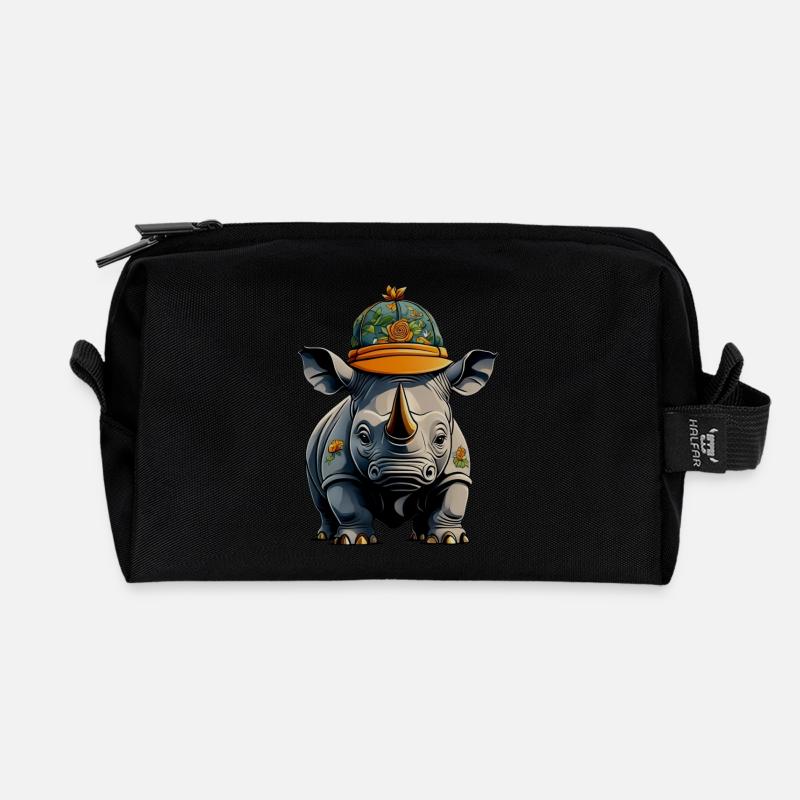 Nashorn Designer-Cap - Recycelte Kulturtasche - Schwarz