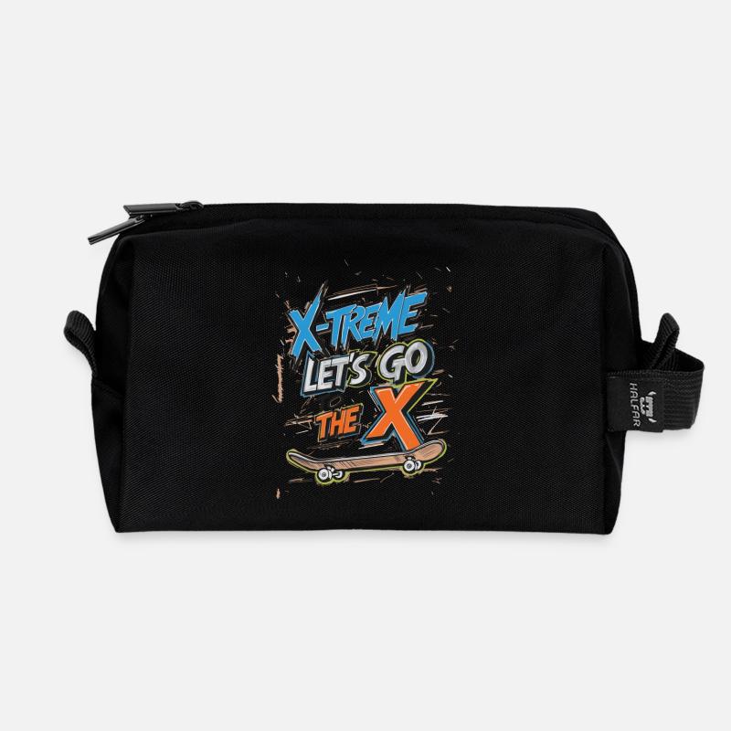 Lets Go to the X Skateboard Rough Scribbles. - Recycled Toiletry Zip Bag - black
