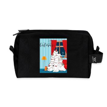 Merry Catmas - Weihnachtsbaum aus Katzen - Recycelte Kulturtasche - Schwarz - Vorne