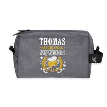 Thomas bière thomas cadeau Thomas fêtes - Trousse de toilette en tissu recyclé - anthracite - Devant
