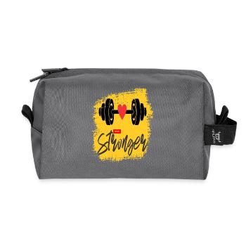 stronger, GYM, fitness - Recycled Toiletry Zip Bag - anthracite - Front