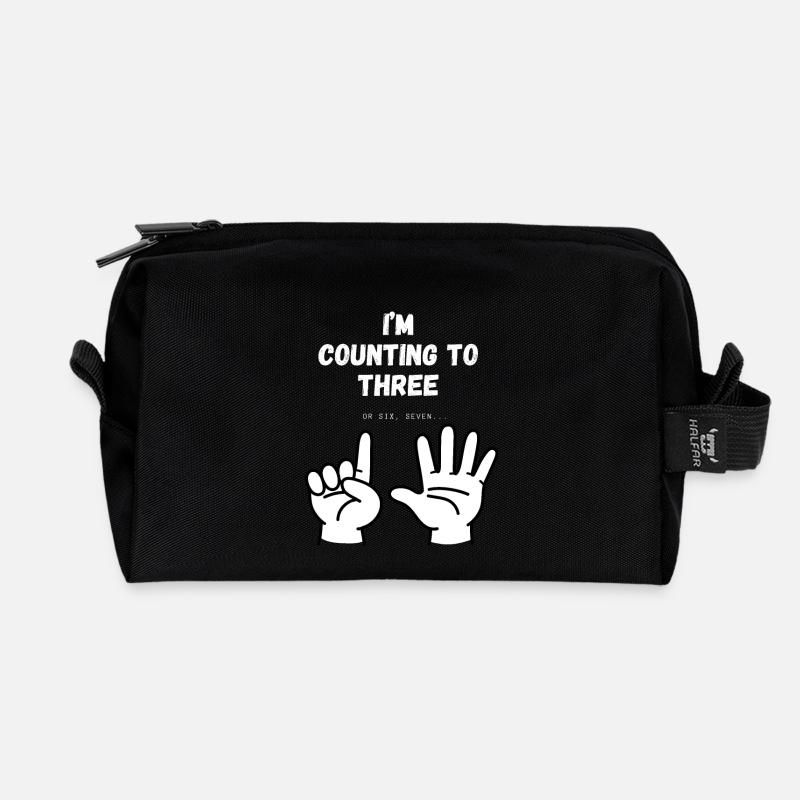 I'm counting to three - Recycled Toiletry Zip Bag - black