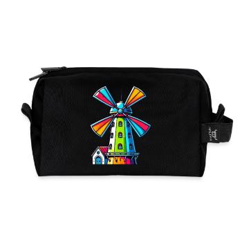 Windmühle - Recycelte Kulturtasche - Schwarz - Vorne