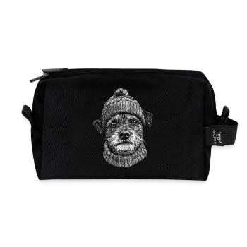 Border Terrier Bobble Hat Chien Chien - Trousse de toilette en tissu recyclé - noir - Devant