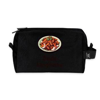 Kangaroo Stir-Fry - Dark Text - Recycled Toiletry Zip Bag - black - Front