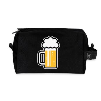XFrohsinn (Links / Gold White Black) - Recycelte Kulturtasche - Schwarz - Vorne