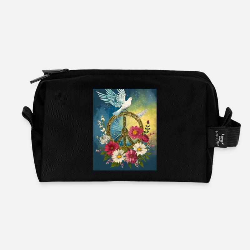 Peace - Recycled Toiletry Zip Bag - black