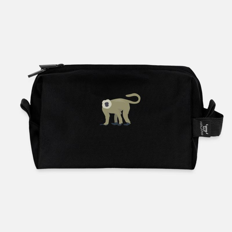 Elegant langur - Recycled Toiletry Zip Bag - black