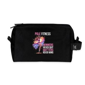 Pole dance - Winners never out Quitters never wins - Recycled Toiletry Zip Bag - black - Front