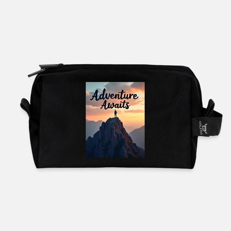 Adventure awaits - Recycled Toiletry Zip Bag - black