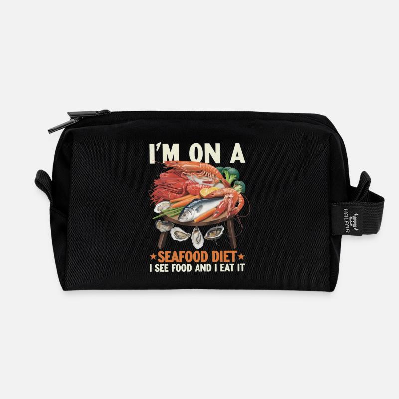 Seafood Diet - Recycled Toiletry Zip Bag - black