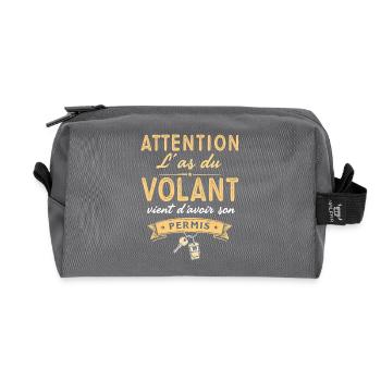 Jeune conducteur humour Cadeau Permis Conduire - Trousse de toilette en tissu recyclé - anthracite - Devant