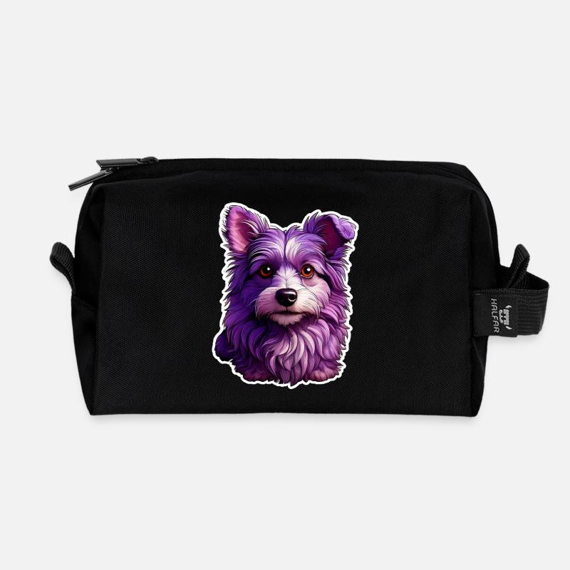 Cute dog in modern design - Recycled Toiletry Zip Bag - black