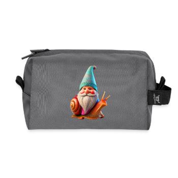 Garden Gnome Snail Rider - Recycled Toiletry Zip Bag - anthracite - Front