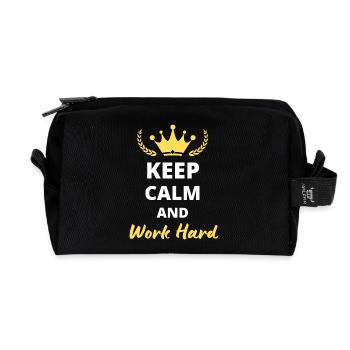 Keep Calm and Work Hard - Trousse de toilette en tissu recyclé - noir - Devant
