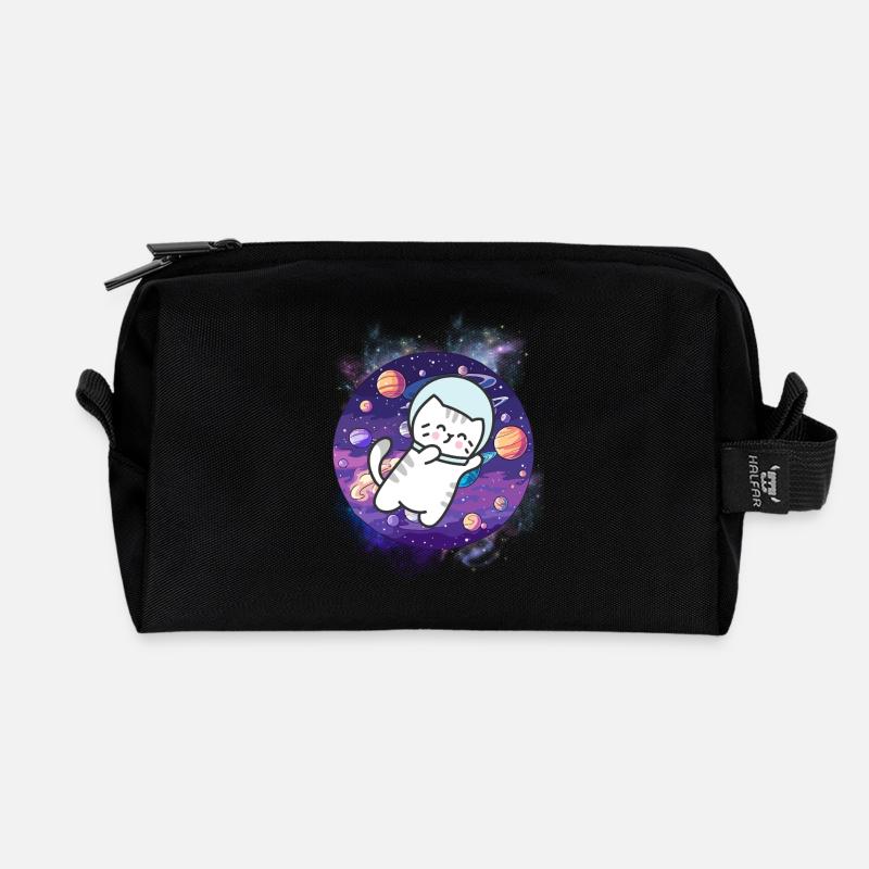 Kawaii Astronaut Kitten - Kosmische Reise - Recycelte Kulturtasche - Schwarz