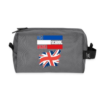 OLD SCHOOL BIKER UK - Recycelte Kulturtasche - Anthrazit - Vorne